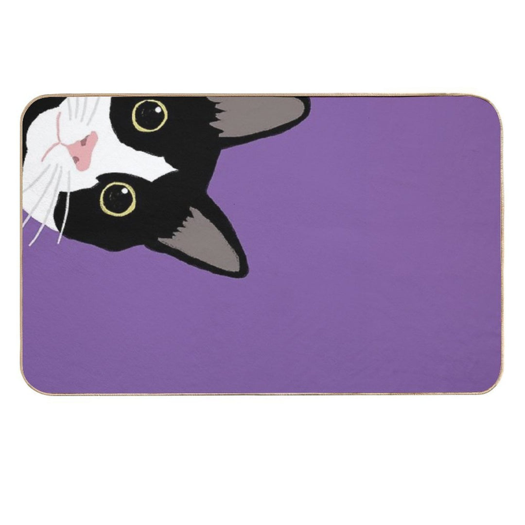 Peekaboo Tuxedo Cat with Wide Eyes  High-Traffic Bath Mat