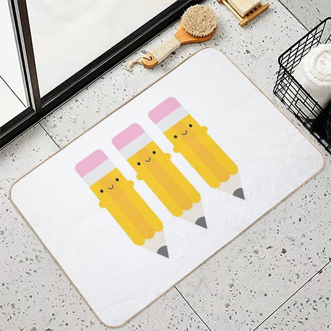 Happy Kawaii Pencils  Slip-Resistant Bath Mat