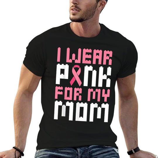 I Wear Pink for My Mom Breast Cancer Awareness Boys  Moisture-wicking T-Shirt