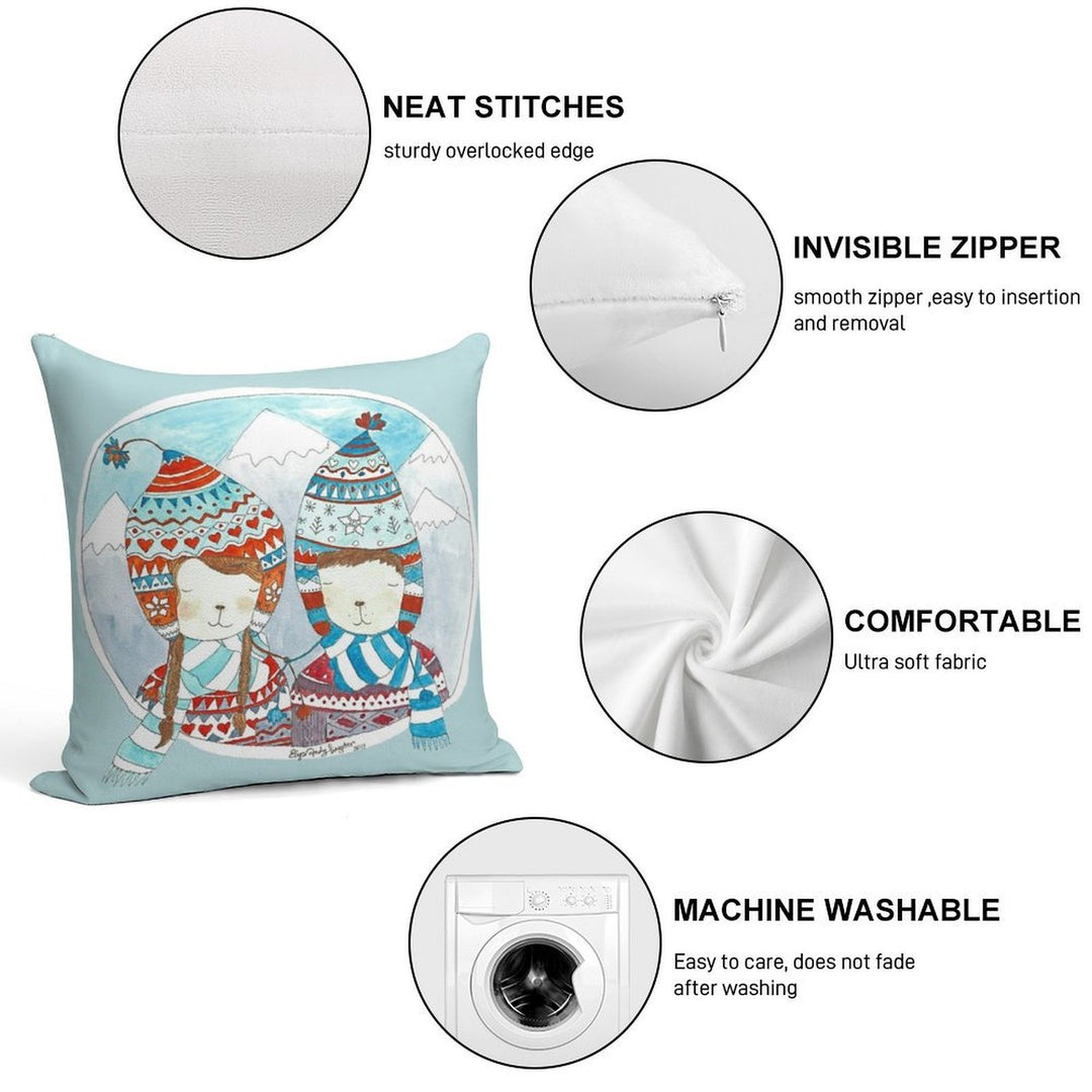 Winter Hats Mint Soft Bedroom Essential Throw Pillow