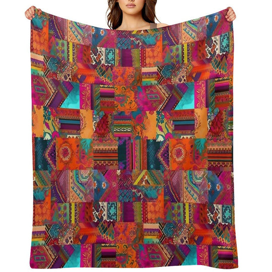 Bohemian Patchwork Style Versatility Throw Blanket