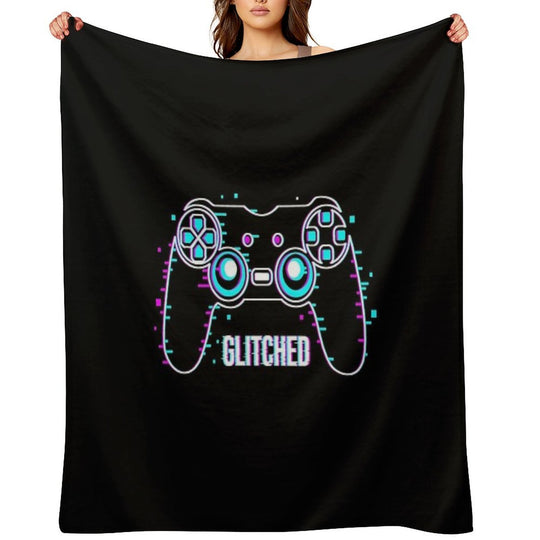 Video Game Controller - Glitched Plush Throw Blanket