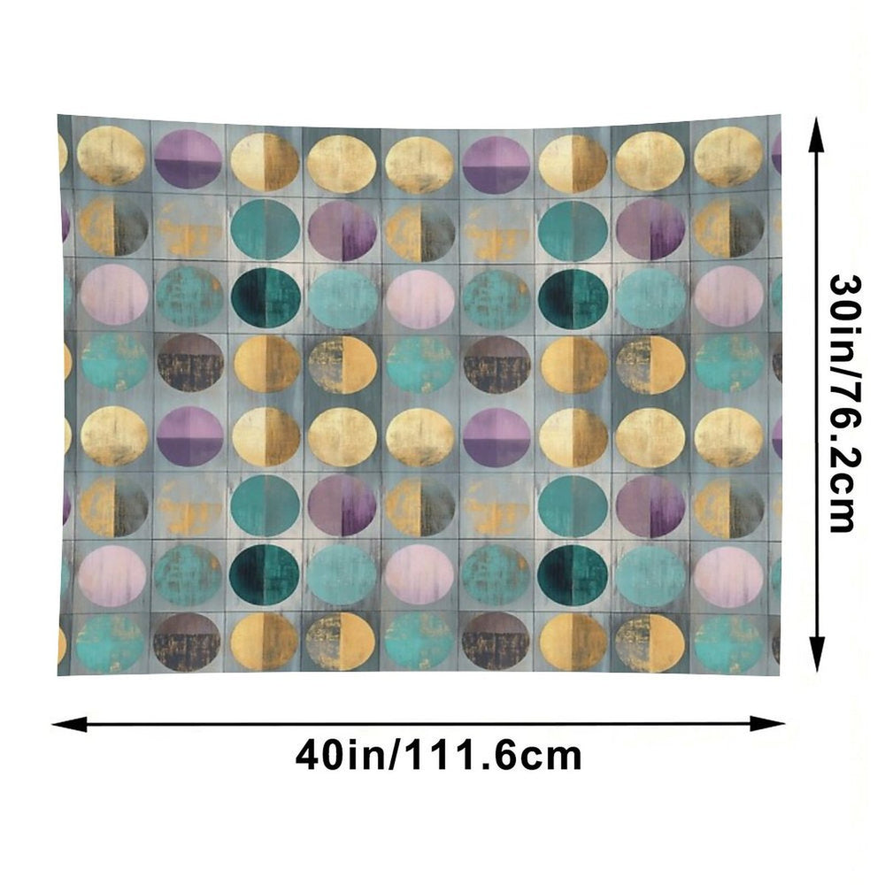 Vintage Geometric Circles – Abstract Gold & Teal Ar Tapestry