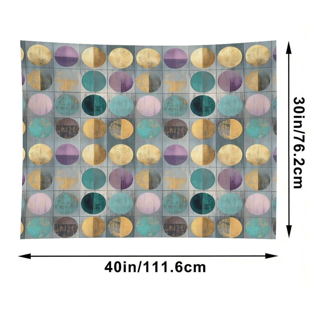 Vintage Geometric Circles – Abstract Gold & Teal Ar Tapestry