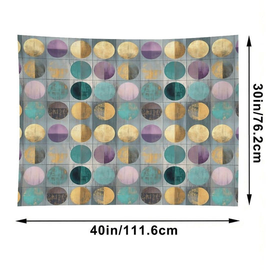 Vintage Geometric Circles – Abstract Gold & Teal Ar Tapestry