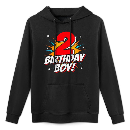 Kids Superhero Birthday Boy Party - 2 Year Old - 2nd Birthday Machine Washable Hoodie
