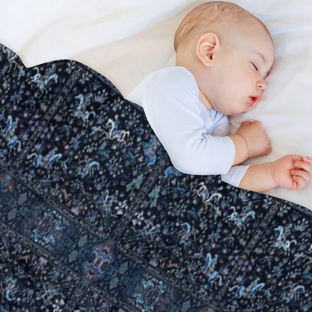 Blue Horses Textile Art Lightweight Throw Blanket