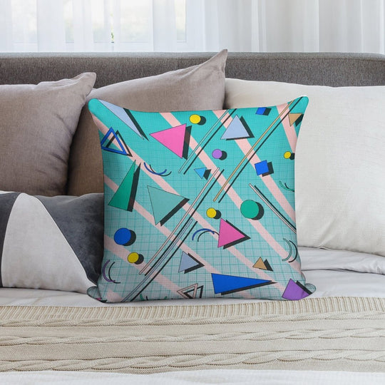 80s Pop Retro Pattern 4 Soft Decorative Cover Throw Pillow