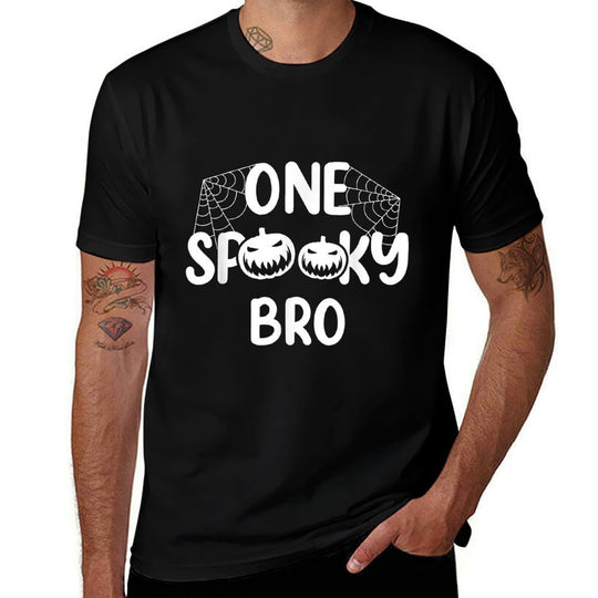 One Spooky Bro Brother Matching Family Halloween  Ribbed Collar T-Shirt