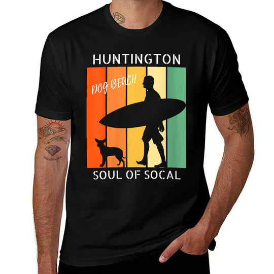 Womens Huntington Beach Dog Beach Surf Soul of SoCal  Vintage-inspired T-Shirt