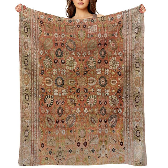 Antique Tabriz Persian Rug Print All-season Throw Blanket