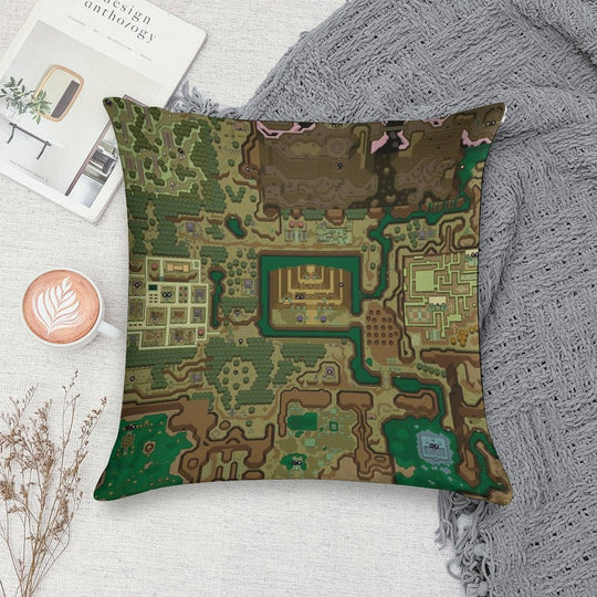 LttP Dark World Map Soft Hidden Zipper Throw Pillow