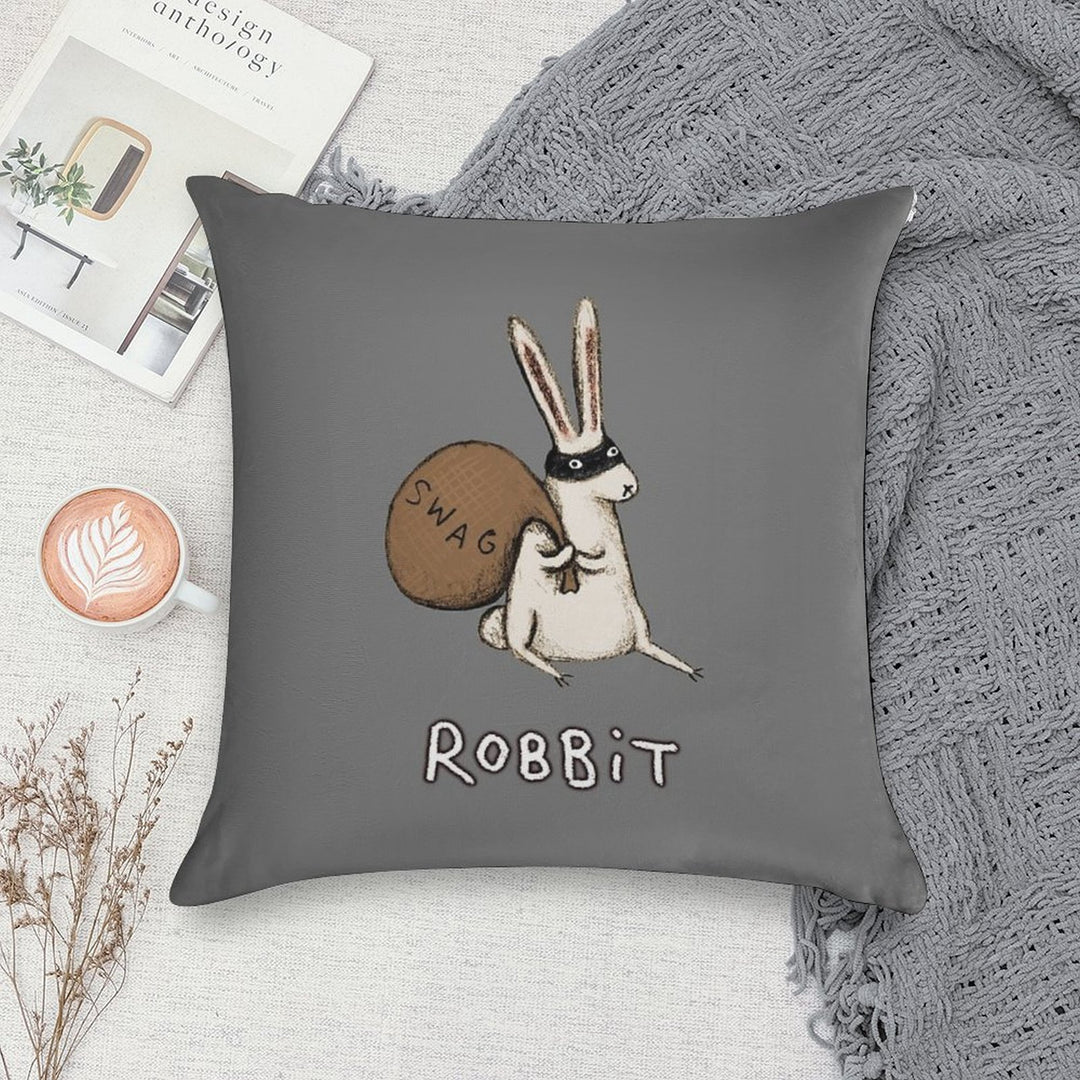 Robbit Soft Short Plush Fabric Throw Pillow
