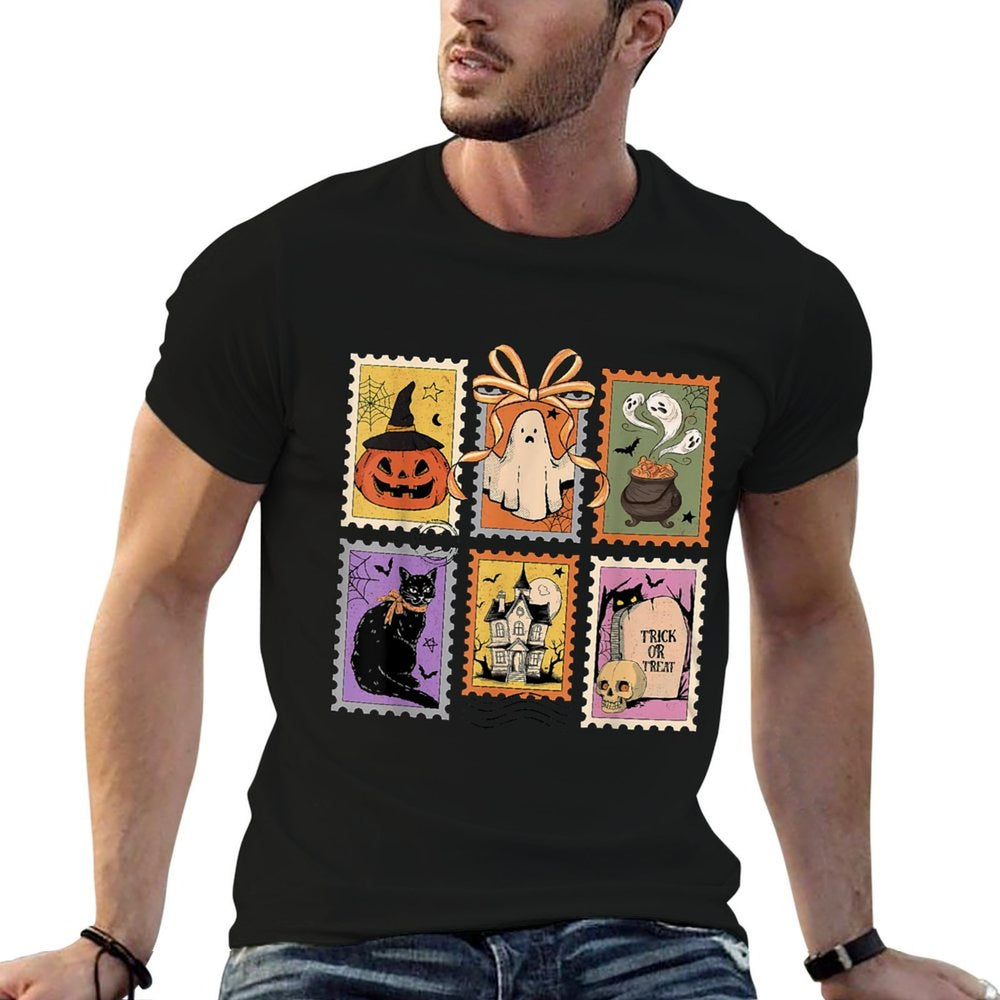 Preppy Vintage Coquette Bow Boojee Ghosts Stamp Halloween  Odor-resistant T-Shirt