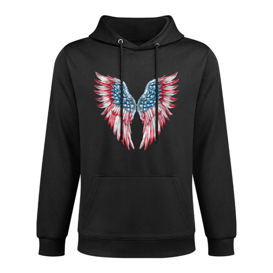 Veterans Day, 4th of July Patriotic Wings Angel Usa Flag Breathable Fabric Hoodie