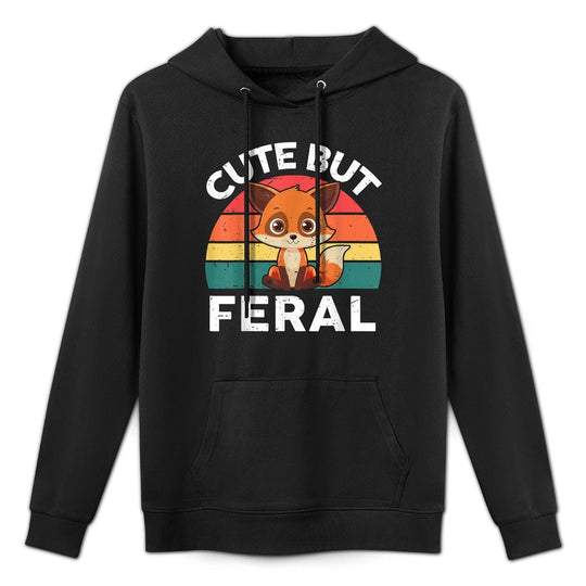 Fox Cute But Feral Toddler Girl Boy Kids Funny Graphics Moisture-Wicking Hoodie