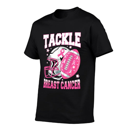 Tackle Breast Cancer Awareness American Football Pink Ribbon  Graphic-printed T-Shirt