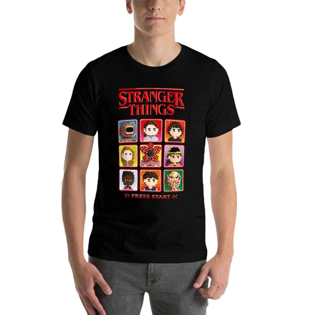 Stranger Things Season 5 Retro Video Game Character Select  Cotton T-Shirt
