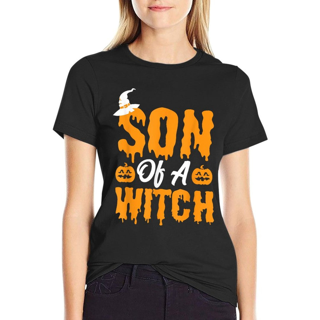 Son of A Witch Halloween Trick Or Treat Boys Wizard  High-quality Stitching T-Shirt