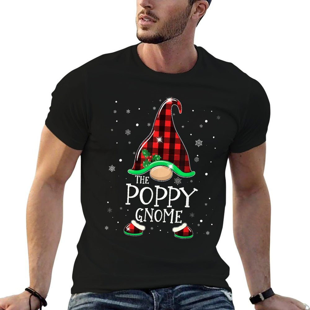 Funny POPPY Gnome Buffalo Plaid Matching Christmas Xmas  Wrinkle-resistant T-Shirt