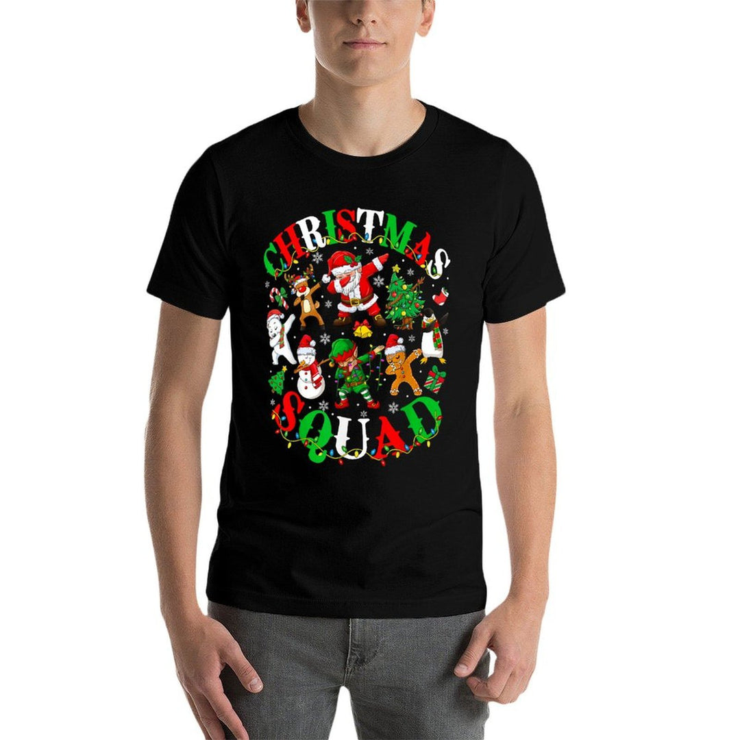 Christmas Squad Santa Dabbing Elf Family Matching Pajamas  Oversized Silhouette T-Shirt