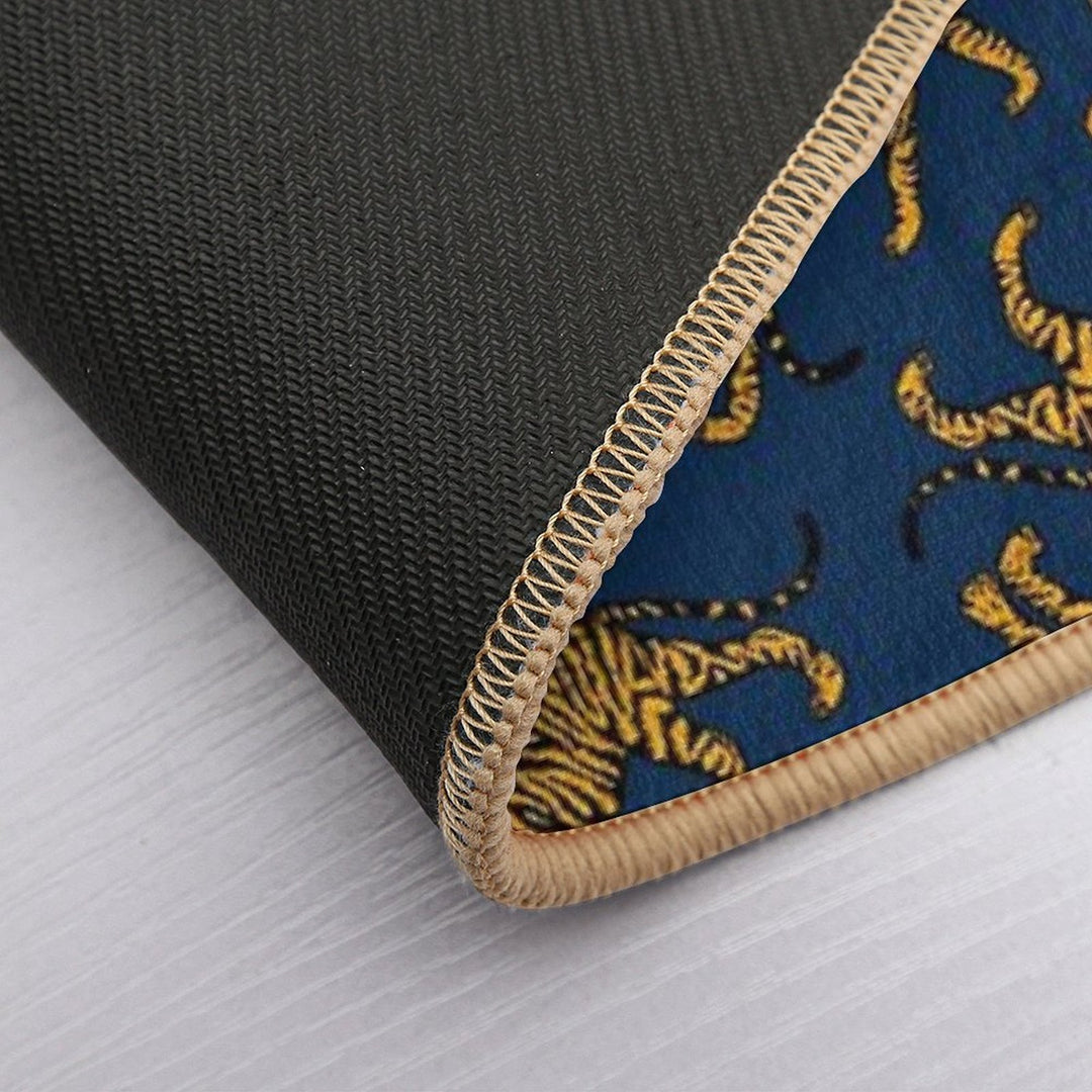 Tigers (Navy Blue And Marigold)  Pet-Safe Bath Mat