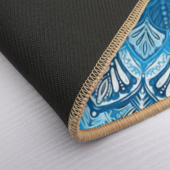 Boho Mandala in Monochrome Blue And White  Easy To Clean Bath Mat