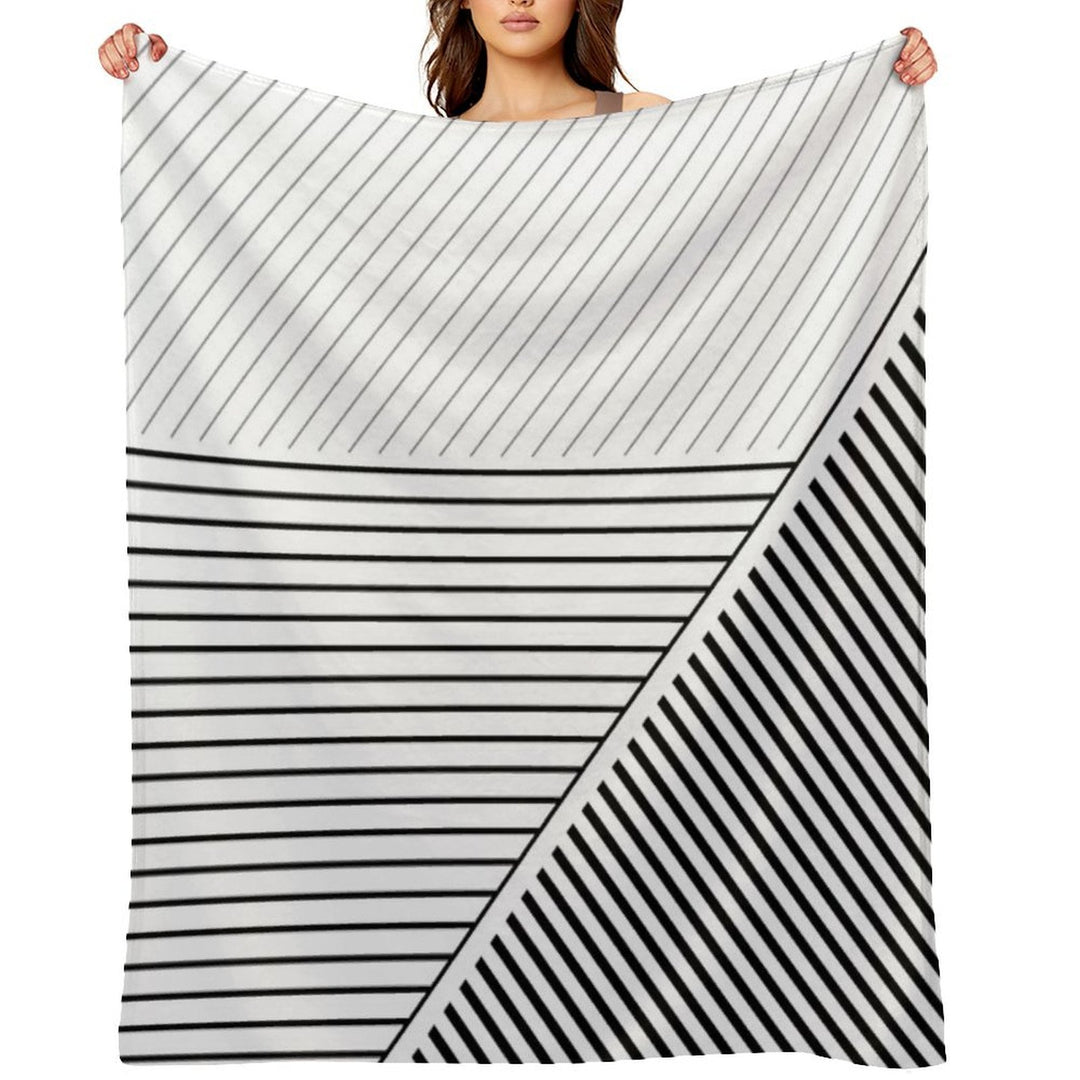 Black And White Geometric Lines Premium Throw Blanket