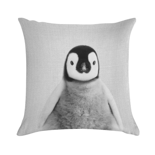 Baby Penguin - Black & White Soft Gift Ready Throw Pillow