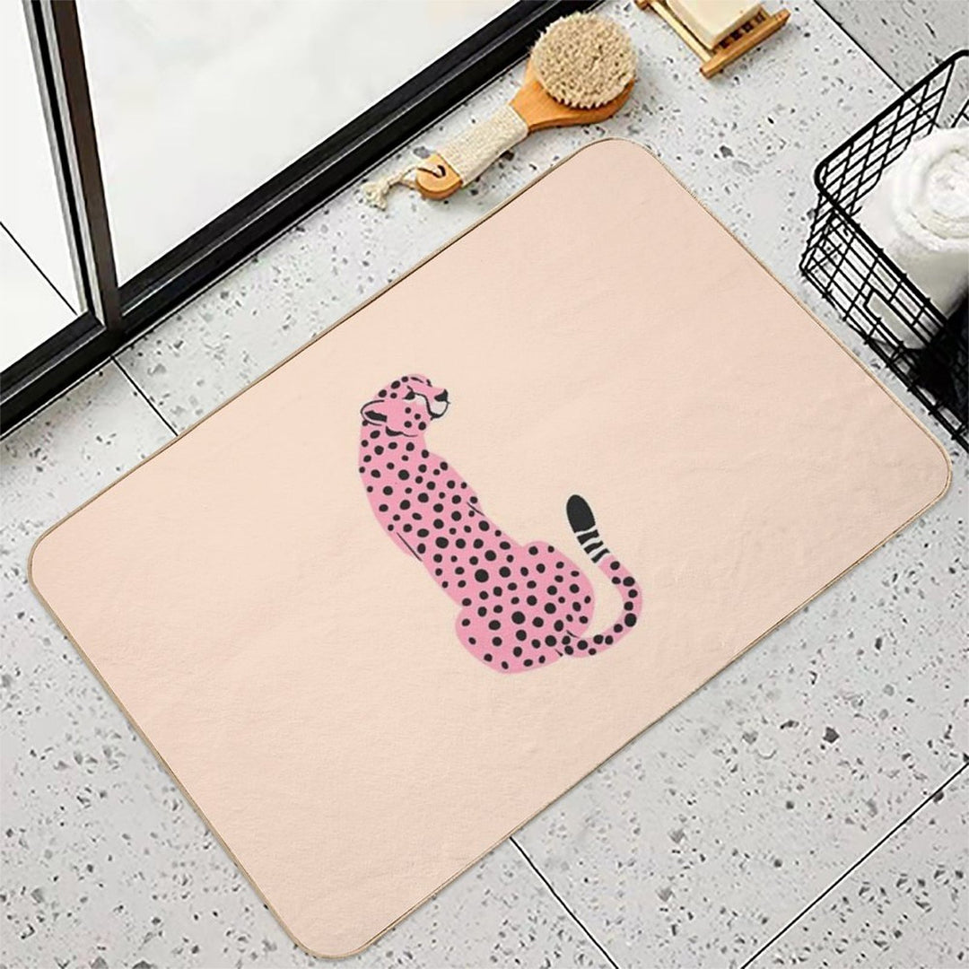 Peach Leopard  African Cheetah  Tropical Pop Art  Odorless Bath Mat