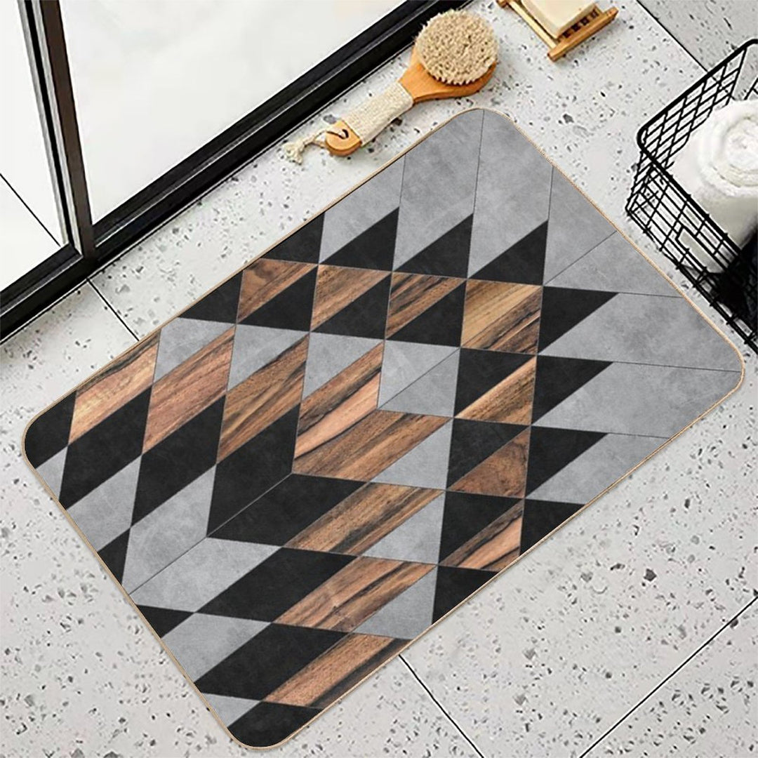 Urban Tribal Pattern No.10 - Aztec - Concrete And Wood  Versatile Bath Mat