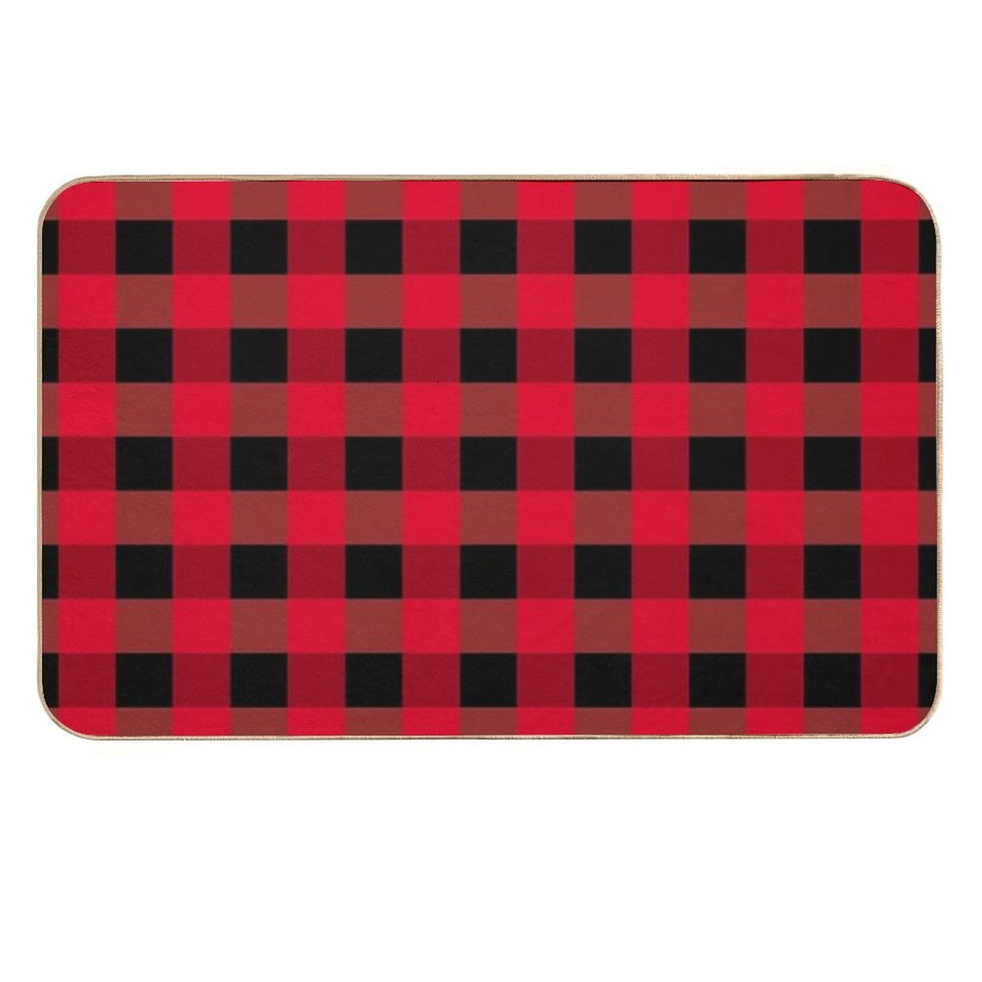 Buffalo Plaid Red And Black Checkered Pattern, Classic Lumberjack Design  Rapid-Drying Bath Mat