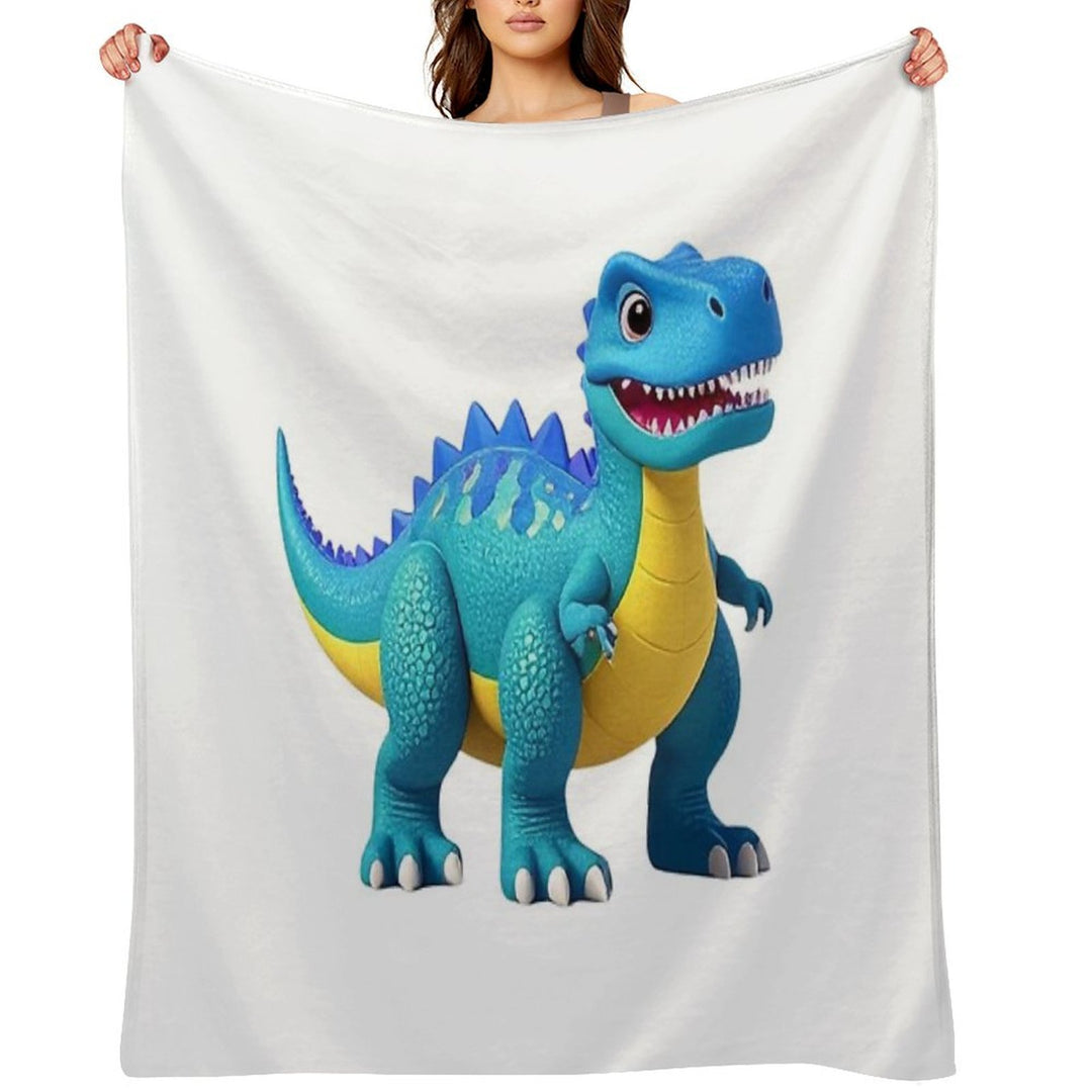 Smiling Dinosaur Cartoon Character Sustainable Throw Blanket