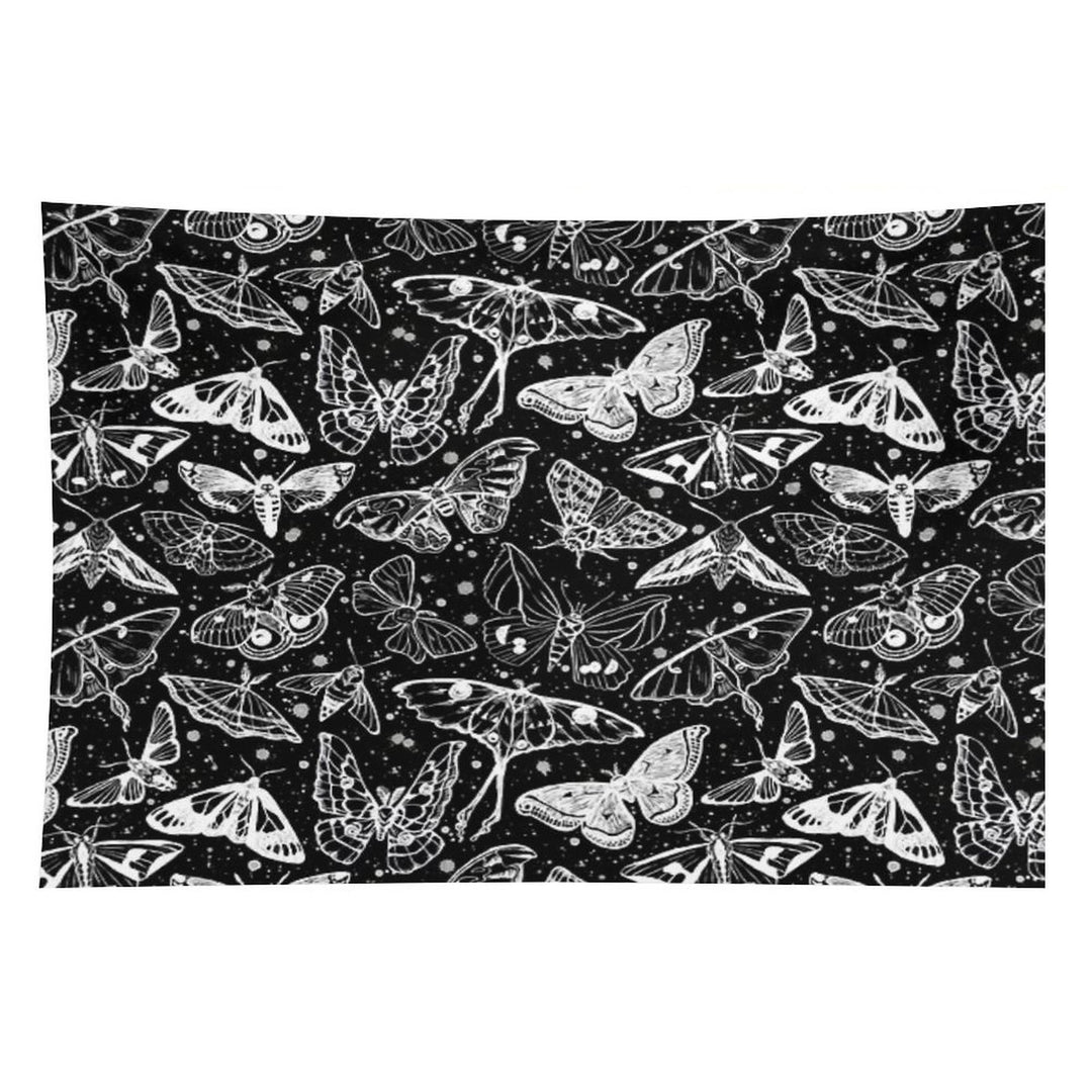Moth Magic on Black Tapestry