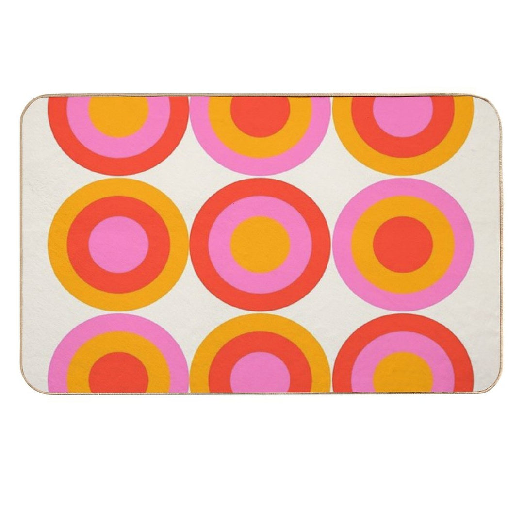 Bauhaus Circle Pattern Red Pink Orange  Pet-Safe Bath Mat