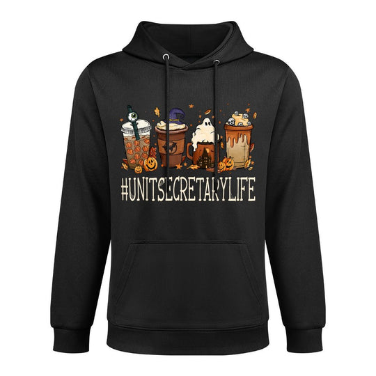 Unit Secretary Horror Fall Coffee Spooky Halloween Pumpkin Pilling-Resistant Hoodie