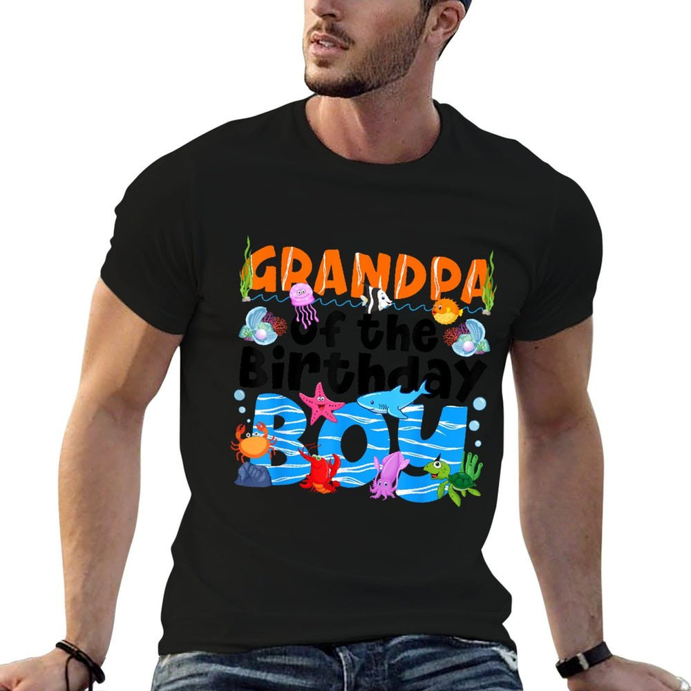Grandpa Under Sea Birthday Party Ocean Sea Animals Themed  Eco-friendly Material T-Shirt