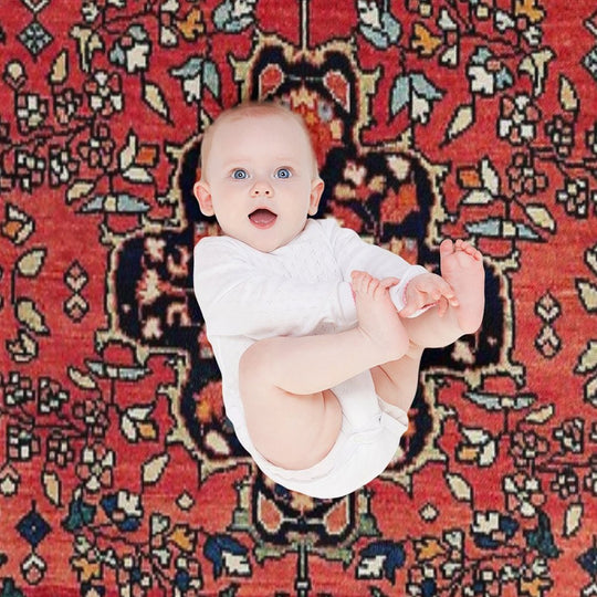 Farahan Arak West Persian Poshti Print Compact Throw Blanket