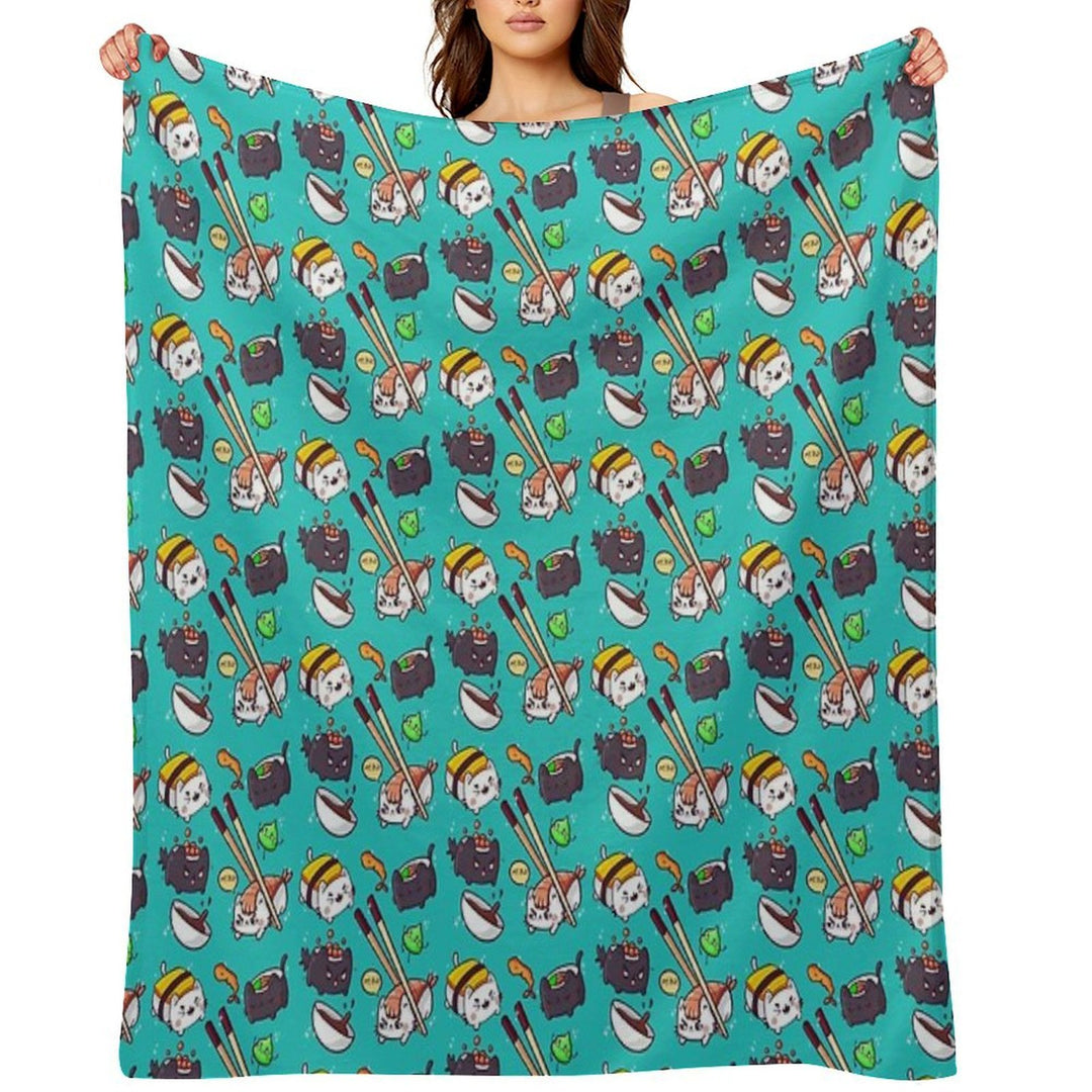 Sushi Cats Shrink-resistant Throw Blanket