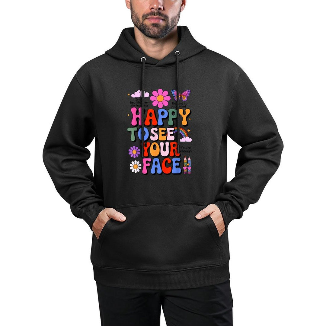 Happy To See Your Face Teacher Student Funny Back To School Moisture-Wicking Hoodie