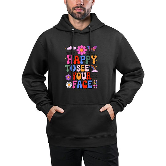 Happy To See Your Face Teacher Student Funny Back To School Moisture-Wicking Hoodie