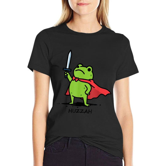 Huzzah Frog Knight Brave Frog with Sword Funny Meme Boy Girl  Soft T-Shirt