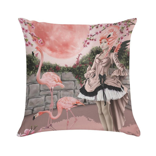 Flamingo Fairy - Pink Moon Soft Skin-Friendly Throw Pillow
