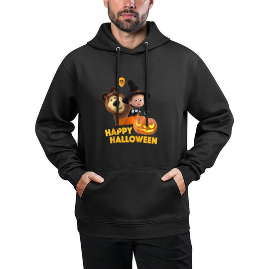 Masha And The Bear. Masha's Twilight Pumpkin Play Raglan Baseball Moisture-Wicking Hoodie
