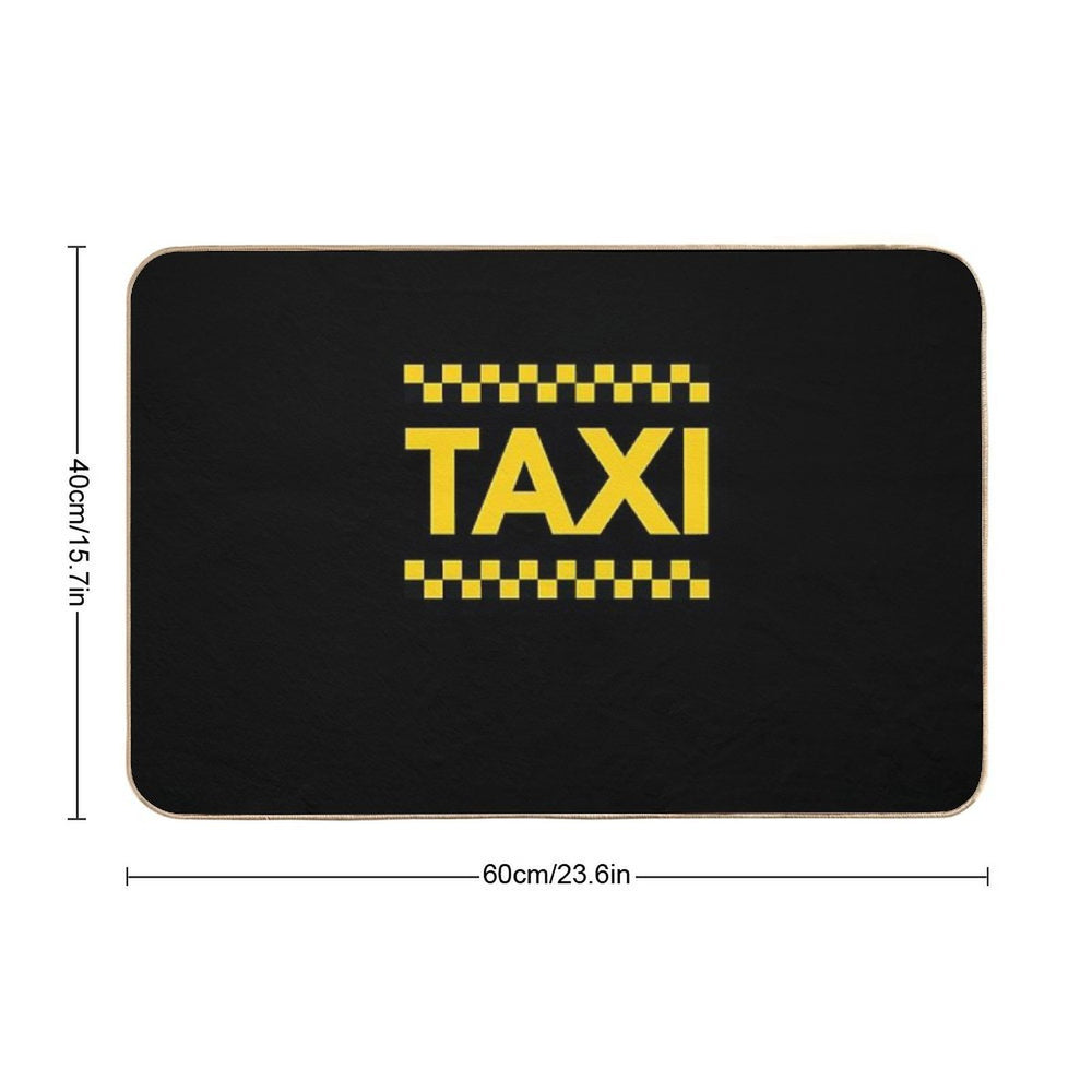 Taxi  Cabby - Lettering Yellow Checkered Black  Stain-Proof Bath Mat