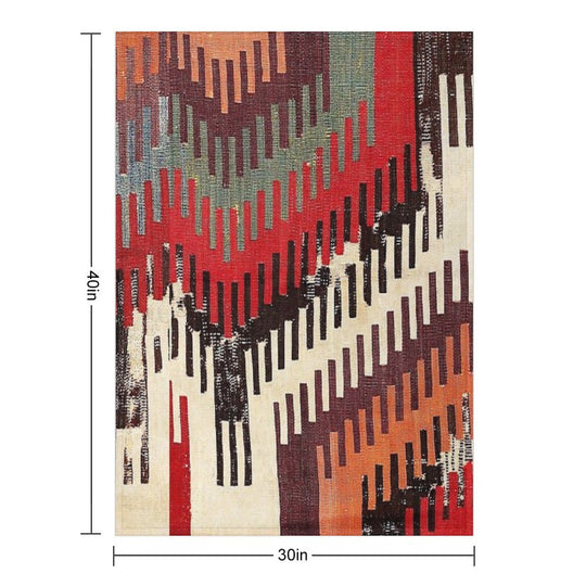 Afyon Central Anatolian Kilim Fragment Print Sustainable Throw Blanket