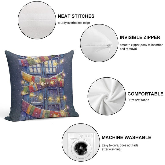 Christmas Police Box Soft Gift Ready Throw Pillow