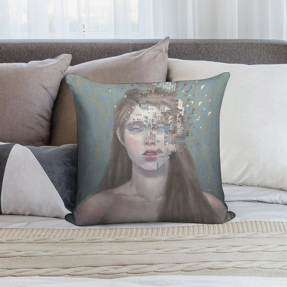 Glitch Soft Short Plush Fabric Throw Pillow