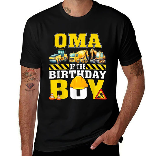 Oma Of The Birthday Boy Construction Worker Birthday  Rolled Sleeves T-Shirt