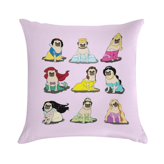 Pug Princesses Version 2 Soft Skin-Friendly Throw Pillow